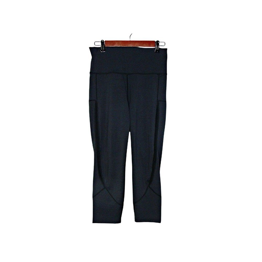 Zyia Active Womens Black Elastic Waist Flat Front Skinny Ankle Leggings Sz 8-10